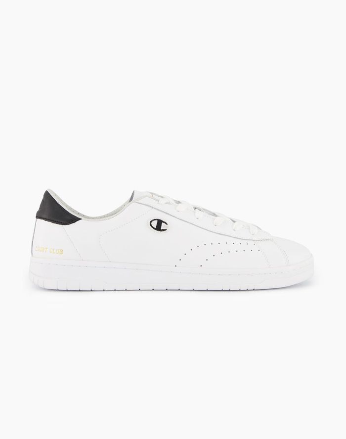 Champion Mens Sneakers NZ - Club Court Colour Back Tab White ( 1628-WUNCL )